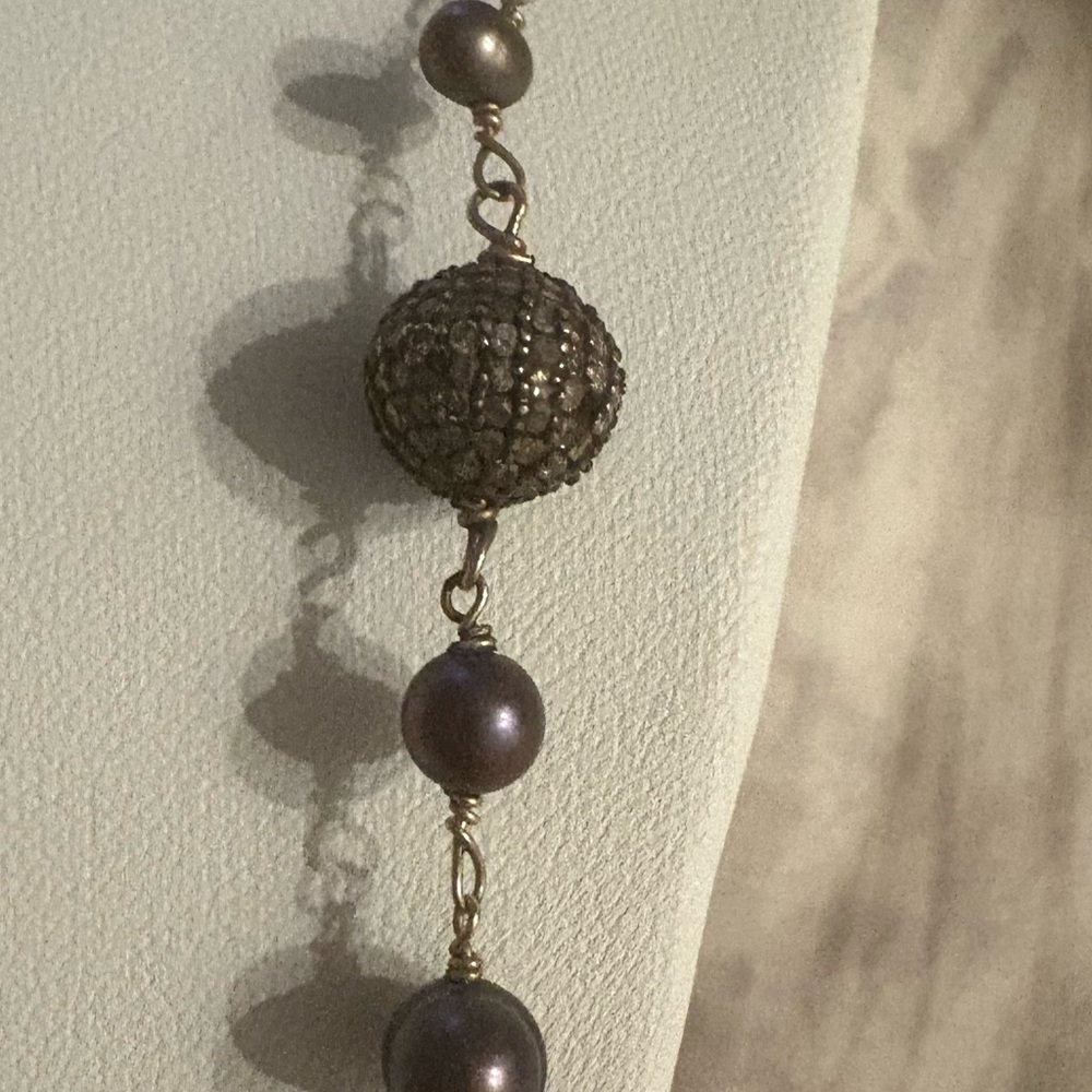Fine Mixed Pearl Necklace|Baroque Pearls | Black Diamond | One Of A Kind - Picture 5 of 7